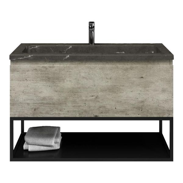 Solo badmeubel 100 cm steigerhout look grijs