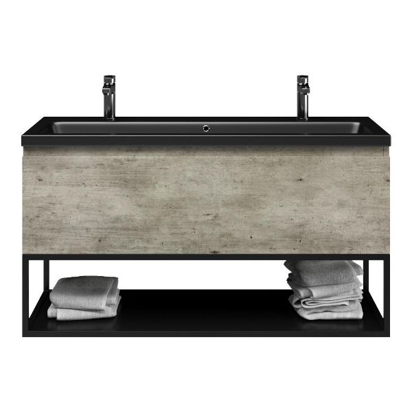 Solo badmeubel 120 cm steigerhout look grijs