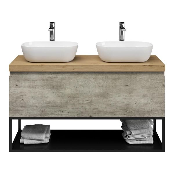Solo badmeubel 120 cm steigerhout look grijs