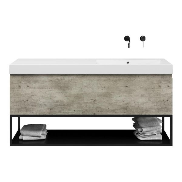 Solo badmeubel 140 cm steigerhout look grijs