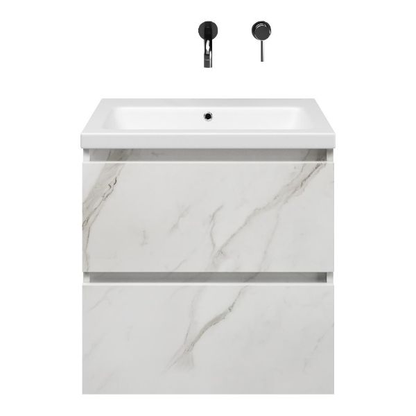 Elena badmeubel 60 cm marmer structuur wit