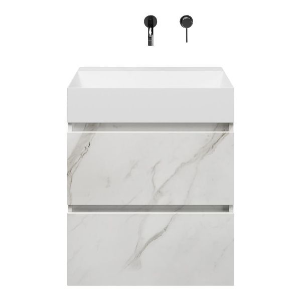 Elena badmeubel 60 cm marmer structuur wit