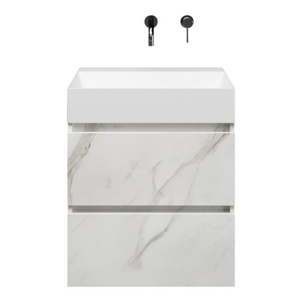 Elena badmeubel 60 cm marmer structuur wit