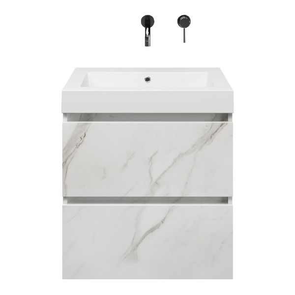 Elena badmeubel 60 cm marmer structuur wit