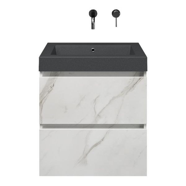 Elena badmeubel 60 cm marmer structuur wit