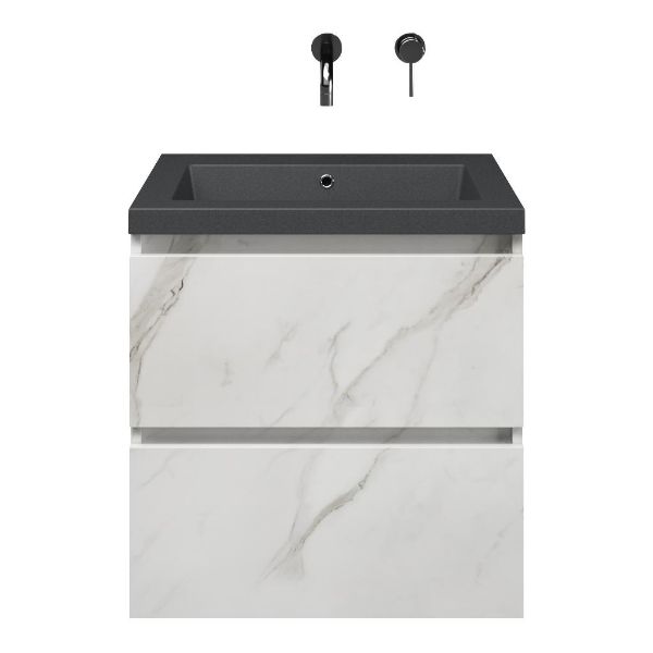 Elena badmeubel 60 cm marmer structuur wit