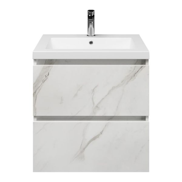Elena badmeubel 60 cm marmer structuur wit