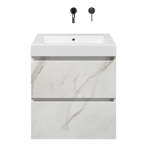 Elena badmeubel 60 cm marmer structuur wit