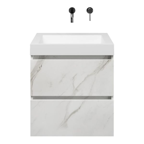 Elena badmeubel 60 cm marmer structuur wit