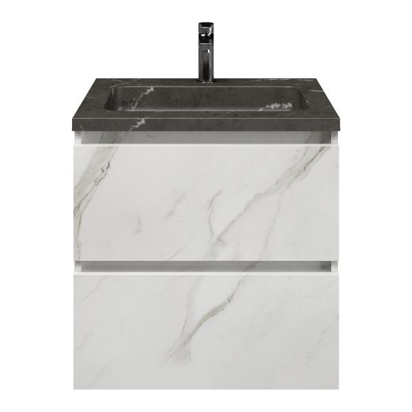 Elena badmeubel 60 cm marmer structuur wit