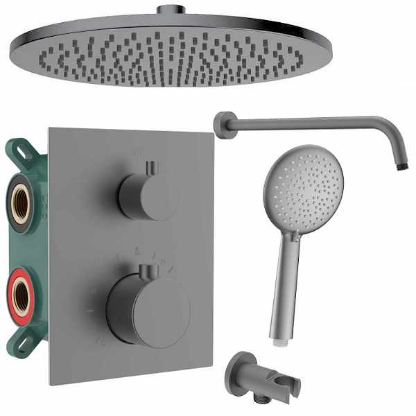 Ivan regendoucheset gunmetal licht grijs