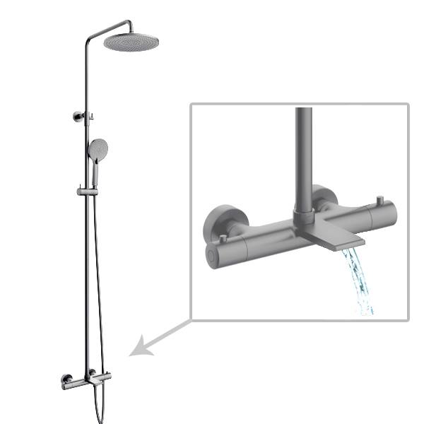 Fritz regendoucheset gunmetal licht grijs