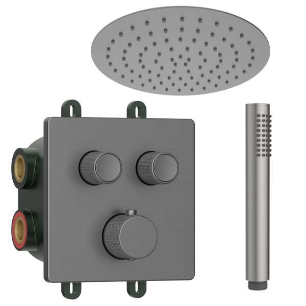 Verlin regendoucheset gunmetal licht grijs