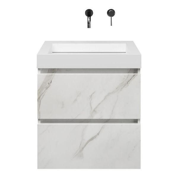 Elena badmeubel 60 cm marmer structuur wit