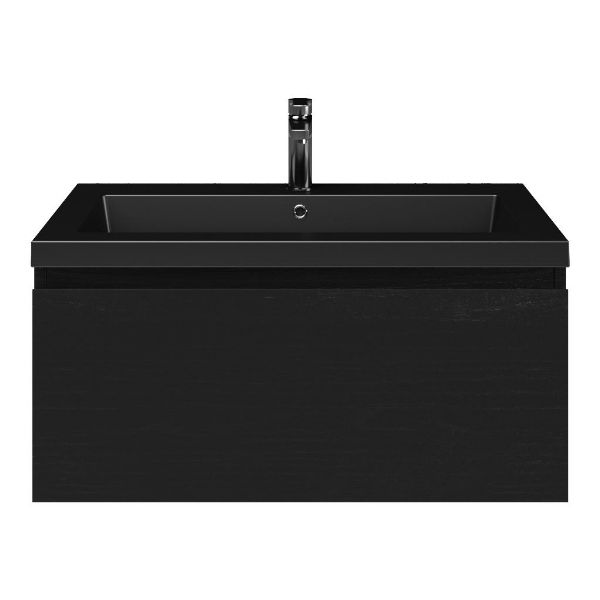Solo badmeubel 80 cm mat zwart eiken