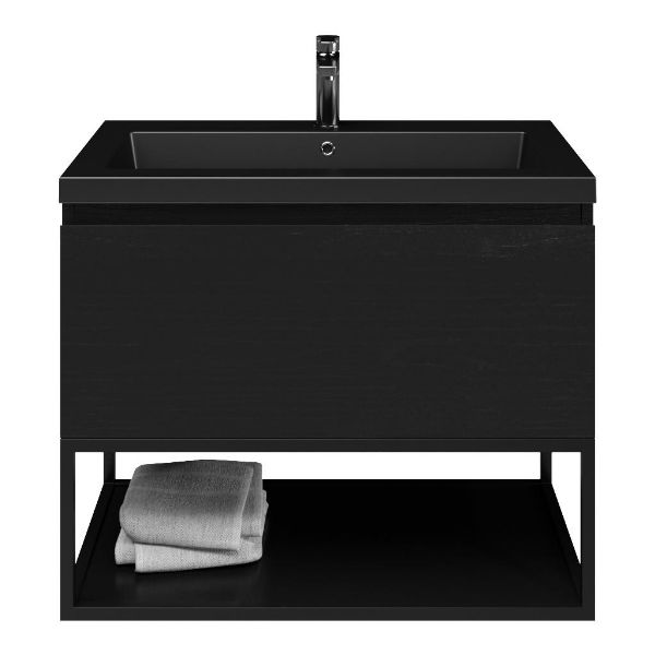 Solo badmeubel 80 cm mat zwart eiken