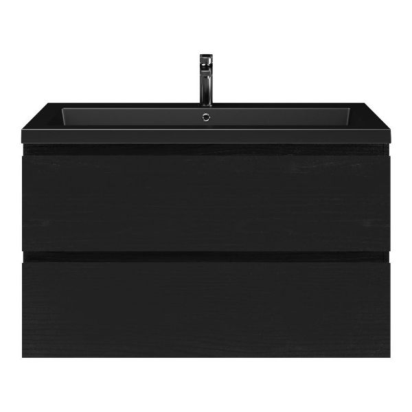 Gisella badmeubel 100 cm zwart mat eiken