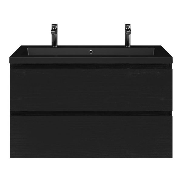 Gisella badmeubel 100 cm zwart mat eiken