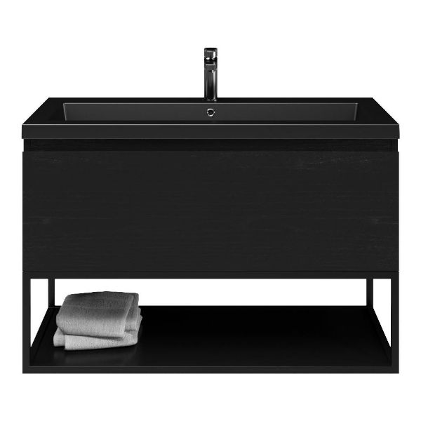 Solo badmeubel 100 cm mat zwart eiken