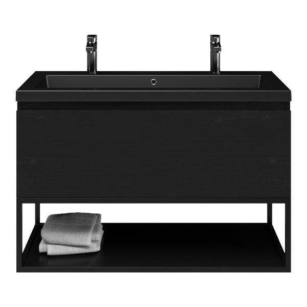 Solo badmeubel 100 cm mat zwart eiken