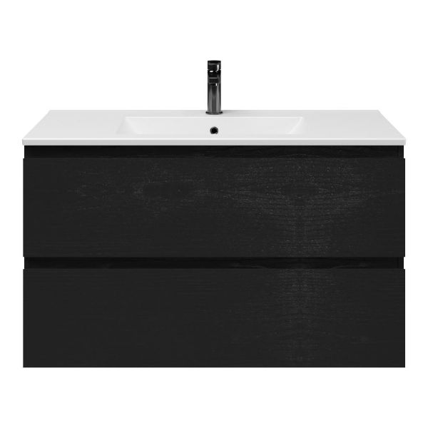 Gisella badmeubel 100 cm zwart mat eiken