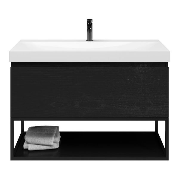 Solo badmeubel 100 cm mat zwart eiken