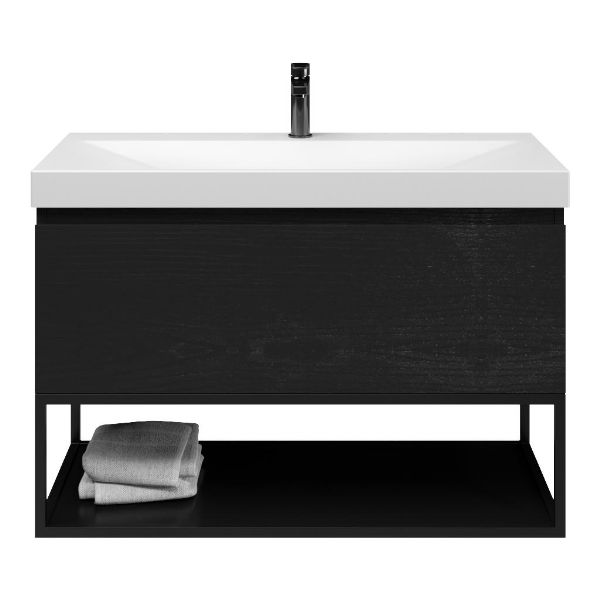 Solo badmeubel 100 cm mat zwart eiken