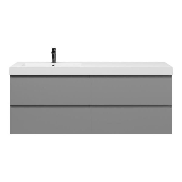Bellanti Gisella/Esta badmeubel 160x46 4 softclose laden mat grijs greeploos polystone enkele wastafel links wit met 1 kraangat