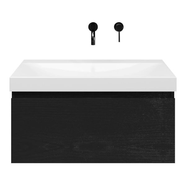 Solo badmeubel 80 cm mat zwart eiken
