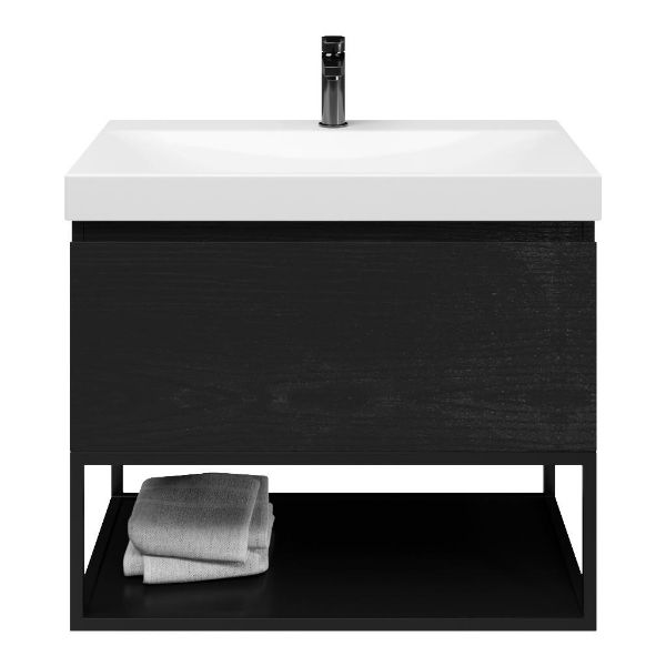 Solo badmeubel 80 cm mat zwart eiken