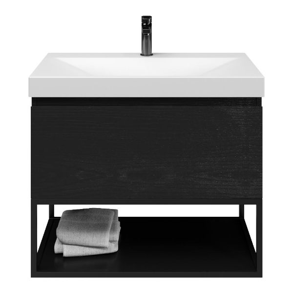 Solo badmeubel 80 cm mat zwart eiken