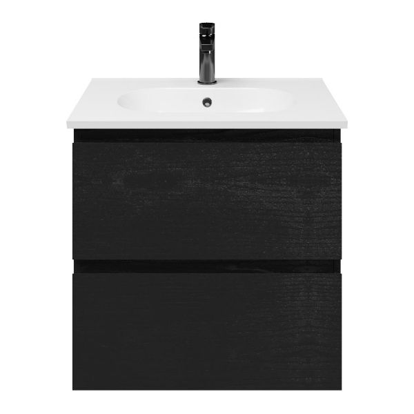 Gisella badmeubel 60 cm zwart mat eiken