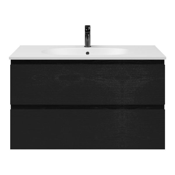 Gisella badmeubel 100 cm zwart mat eiken