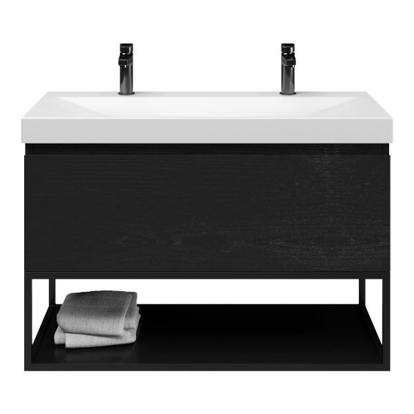 Solo badmeubel 100 cm mat zwart eiken
